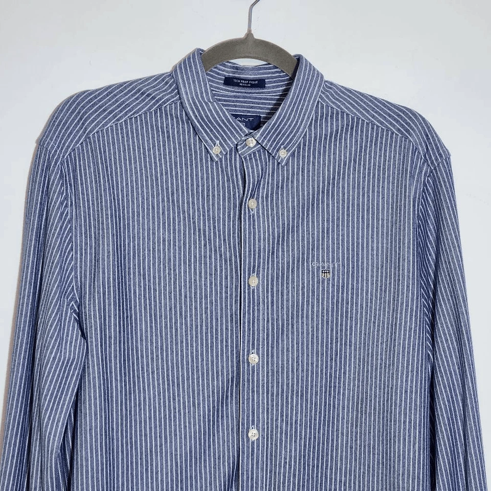 Camisa Gant Azul Marino Rayas Abotonada Talla Mediana 39/40 Preppy Rayas Abotonada Foto 2 de 4