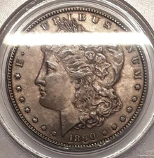 1890 S $1 PCGS AU58 Morgan Dollar, Certified / Graded, Toned, Golden / Bronze 