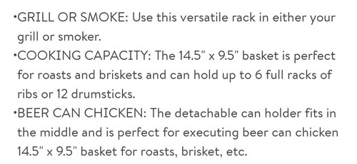 Cesta de barbacoa para barbacoa Cuisinart 4 en 1 14,5"" x 9,5"" cesta estante de ala estante NUEVO - Imagen 8 de 8