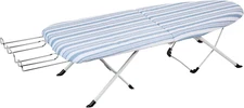 Foldable Tabletop Ironing Board with Iron Rest, Blue Stripe