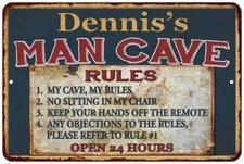 Dennis's Man Cave Rules Chic Rustic Green Sign Home Metal 108120049476