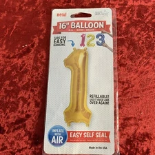 16" Air Big Foil Number 1 Balloon In gold