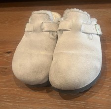 Birkenstock Boston Shearling Lined Suede Slippers, Size 38