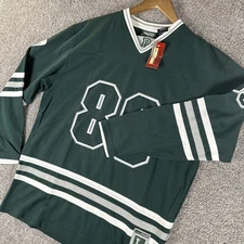 Vtg Paco Athletics Shirt Men L Forest Green Jersey Tee Y2K Streetwear 3/4 Sleeve