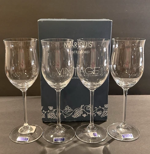 Set of 4 New Marquis by Waterford Vintage White Wine Glasses Wedding Valentines