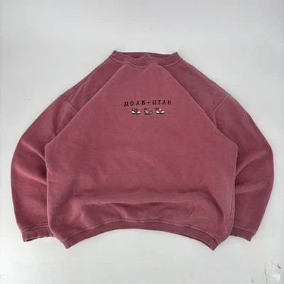 Vintage Moab Utah Take A Hike Embroidered Sweatshirt XXL Faded Red Hiking - Image 1 of 4