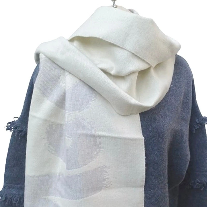 Alexander McQueen Oversized Graffiti Logo Scarf Ivory Silver Wool Silk NWT Rare - Image 3 of 4