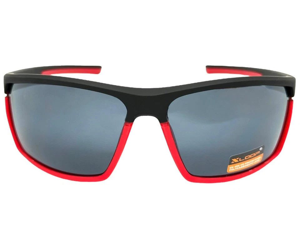 Men's Sporty Biker Fishing Cycling Wrap SUN GLASSES Black & Red Frame Dark Lens - Image 4 of 4