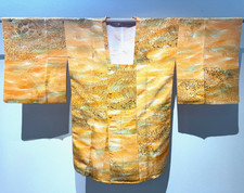 Japanese-style Haori Silk/Orange/Green/Vintage Kimono Jacket h001
