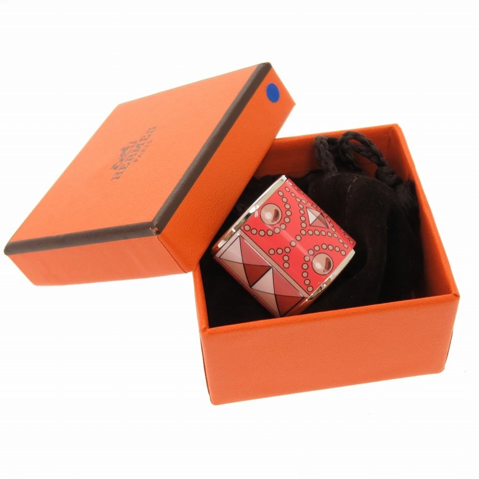 HERMES Collier de Chien Enamel Scarf Ring Metal Pink Made in France Women's - Image 2 of 4