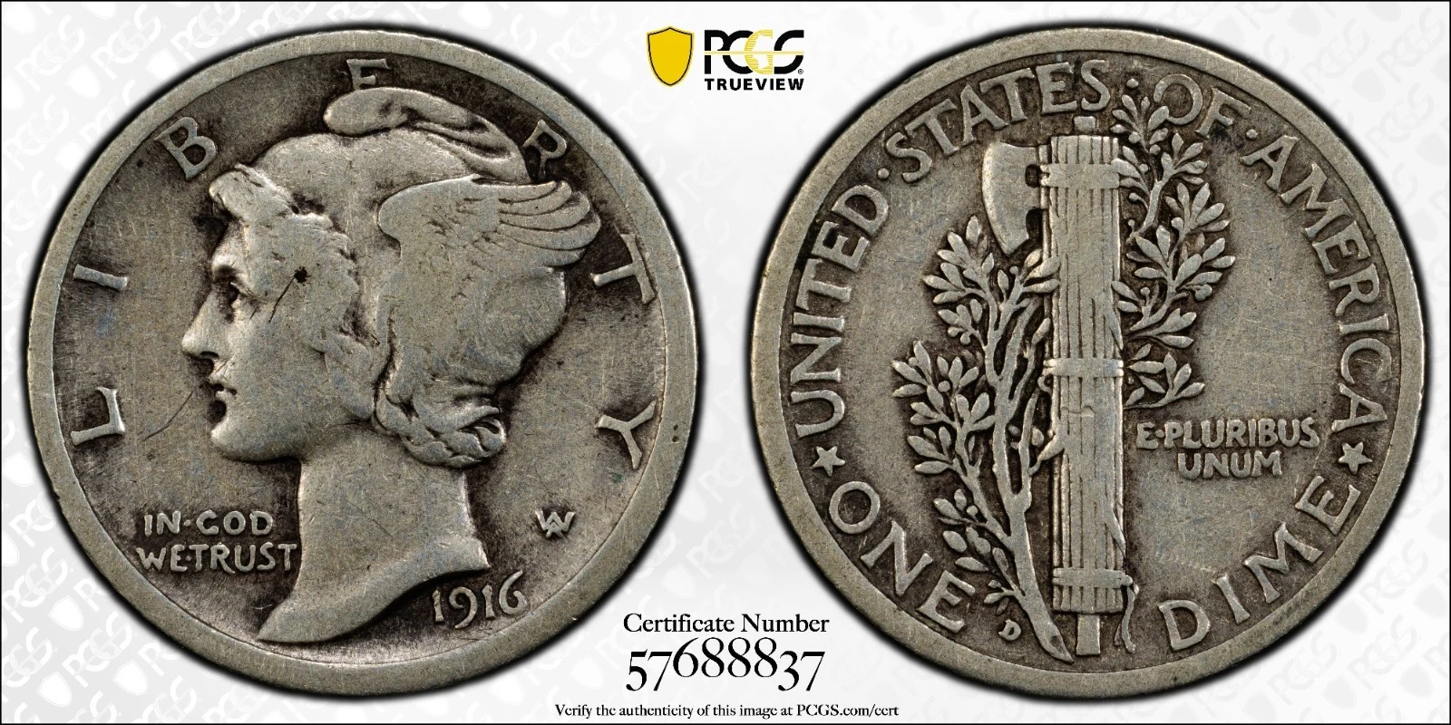 1916 d mercury dime Pcgs VF-25