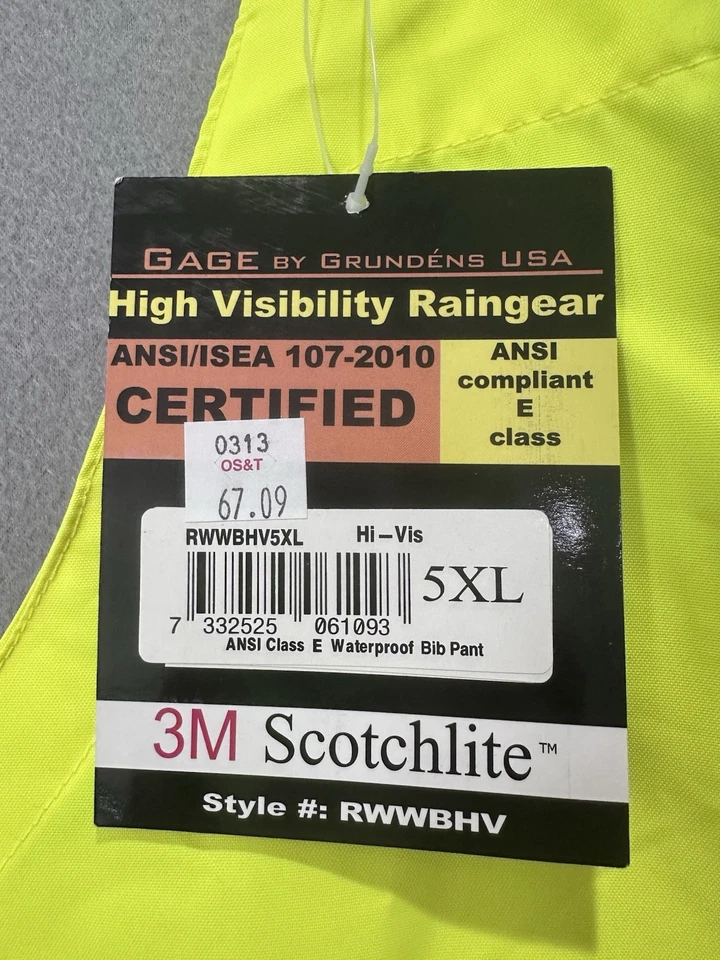 Grundens Gage Weather Watch Bib Size 5XL High Visibility Overall Pants Fishing - Image 4 of 4