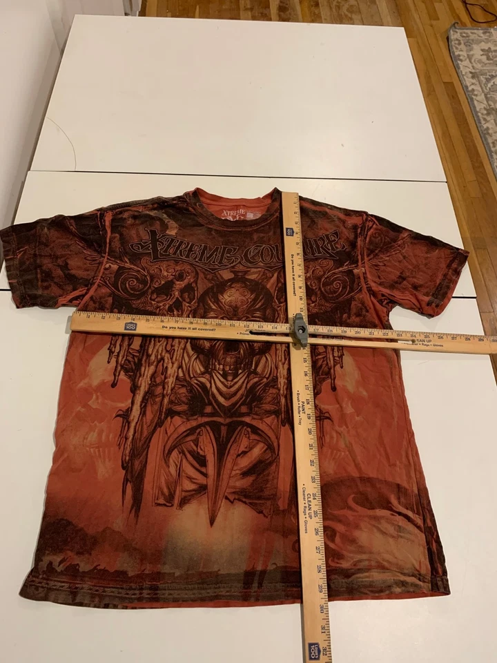 Camisa Xtreme Couture 2XL Roja Negra Grunge Calavera Motociclista Aflicción MMA Pinkman Y2K Foto 4 de 4