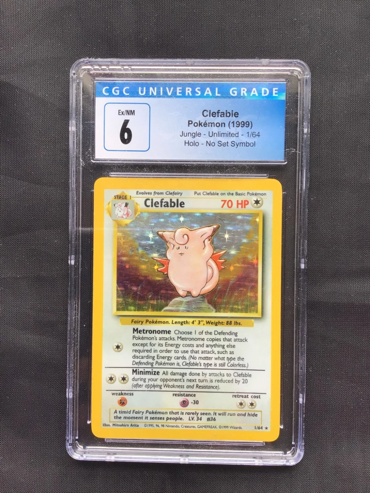 Pokemon Cards: Jungle Rare Holo: Clefable 1/64 CGC 6 No Symbol Error