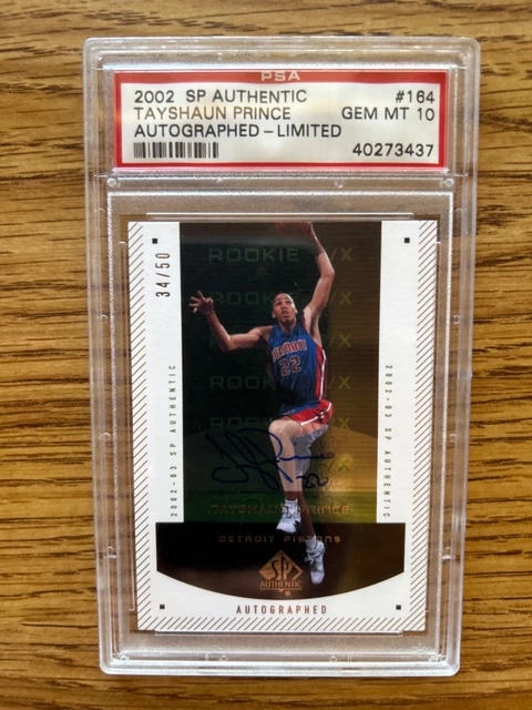 PSA 10 2002 SP Authentic Tayshaun Prince Auto - Limited #34/50 PSA 10 Gem  Mint