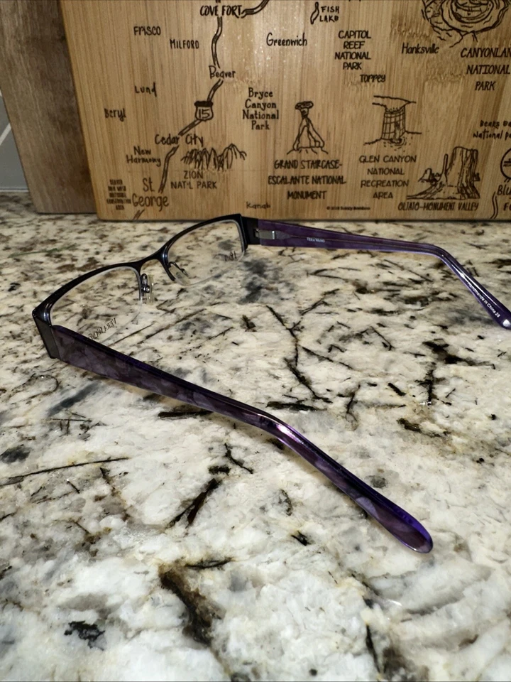 MARCO/GAFAS VERA WANG V045 HECHAS A MANO MEDIO BORDE LOGOTIPO DE FIRMA EN LA SIEN Foto 4 de 4