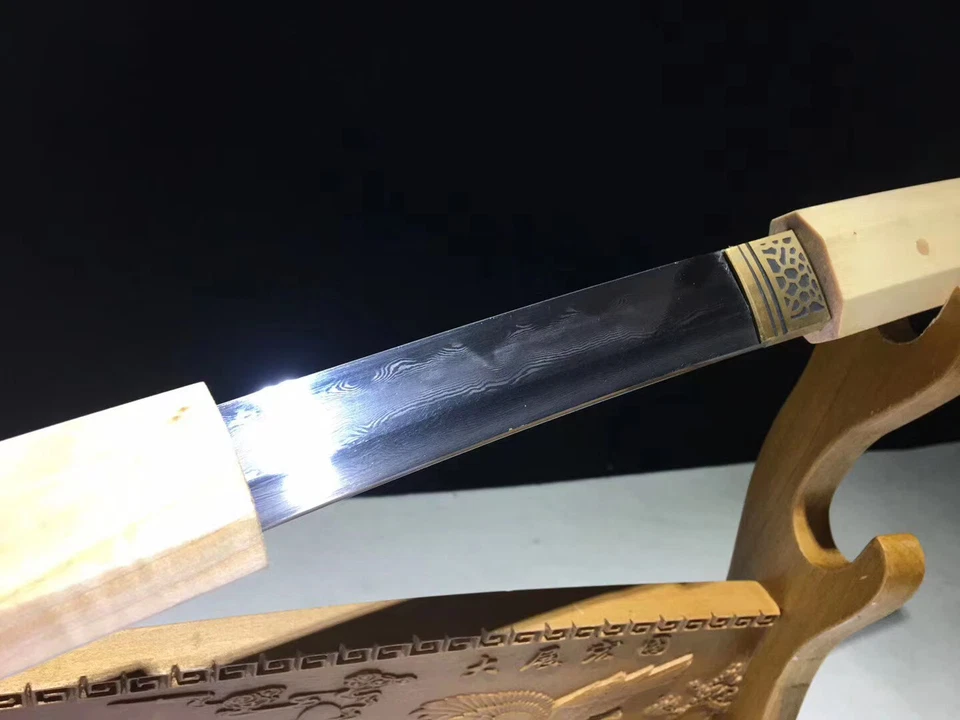 Espada Katana Shirasaya Japonesa Full Tang Samurai Doblada Damasco Acero Afilada Foto 4 de 4
