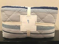 NEW Pottery Barn Kids Dustin Dino Full/Queen Quilt, Dinosaur, Gray Marine Blue