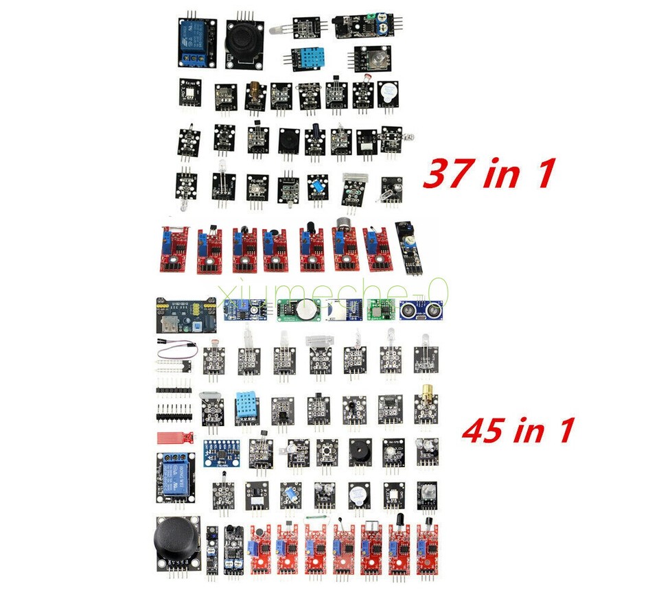 updated 45 in 1 sensor module starter kit for arduino... 45 in 1/37 in 1 Sensor Module Starter Kit Set For Arduino Raspberry Pi ...
