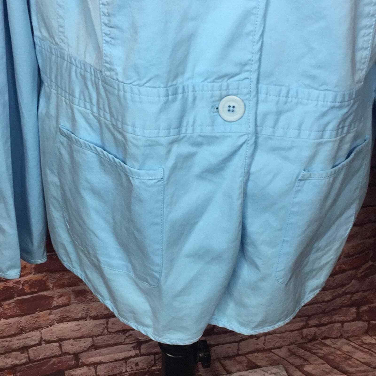 Talbots Sky Blue Button Down Mandarin Collar Jack… - image 7