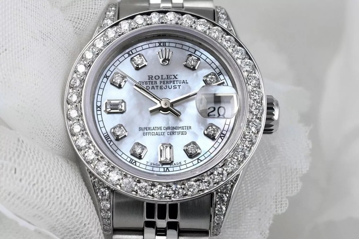 Rolex Datejust 26 mm White Mother of Pearl Diamond Dial