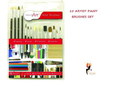 PAINTBRUSHES SET 15 ARTIST Brush Oil Acrylic Watercolour PROFESSIONAL TA6719 UK