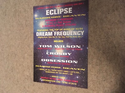 Eclipse Hardcore Heaven - 11 February 1995 @ The Fubar Club Rave Flyer Flyers