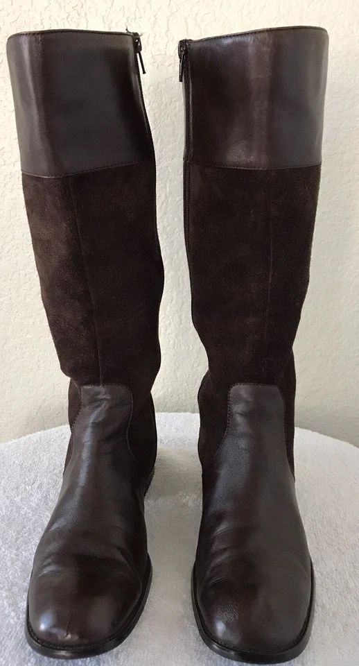 Coldwater Creek Women’s Brown Leather And Suede Knee-high Boots Sz 10M Side Zip - Image 3 of 4