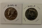 2001 P&D KENNEDY HALF DOLLAR Set (2 COIN SET) Brilliant Uncirculated Quality.