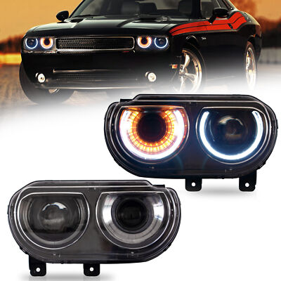 Pair For Dodge Challenger 2008-2014 VLAND Headlights Front Lights DRL Sets RH+LH