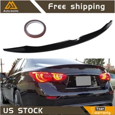 Rear Trunk Spoiler Lip Wing Gloss Black For 14-2021 Infiniti Q50 VIP Style Sport