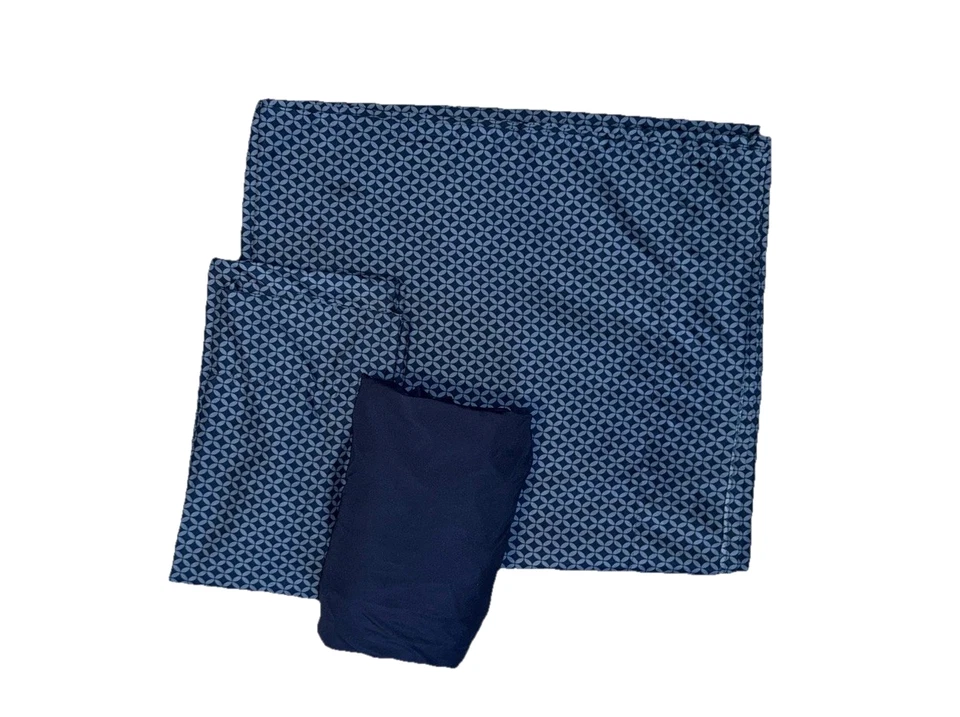 Juego de 3 sábanas Mainstays tamaño queen azul marino estampado microfibra resistente a las arrugas Foto 2 de 4