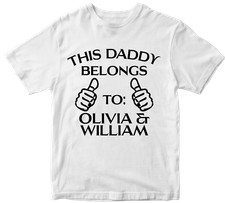 Personalised Daddy Belongs T-shirt Awesome Super Father's Day Love Children
