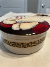 Mikasa Old St Nick Porcelain Hand Painted Trinket Box Covered Candy Dish/trinket