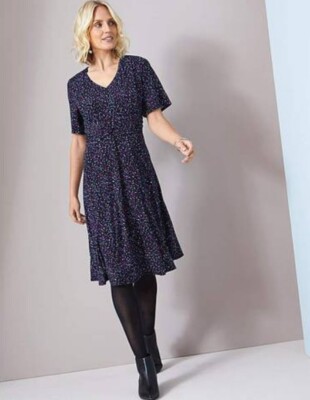Julipa V Neck Jersey Dress (Broken Loop) - UK 12 - Womens