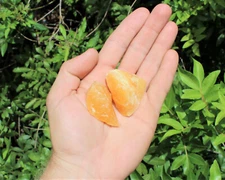 Rough Orange Calcite: 2 Piece Lot (Natural Raw Crystal Specimens)