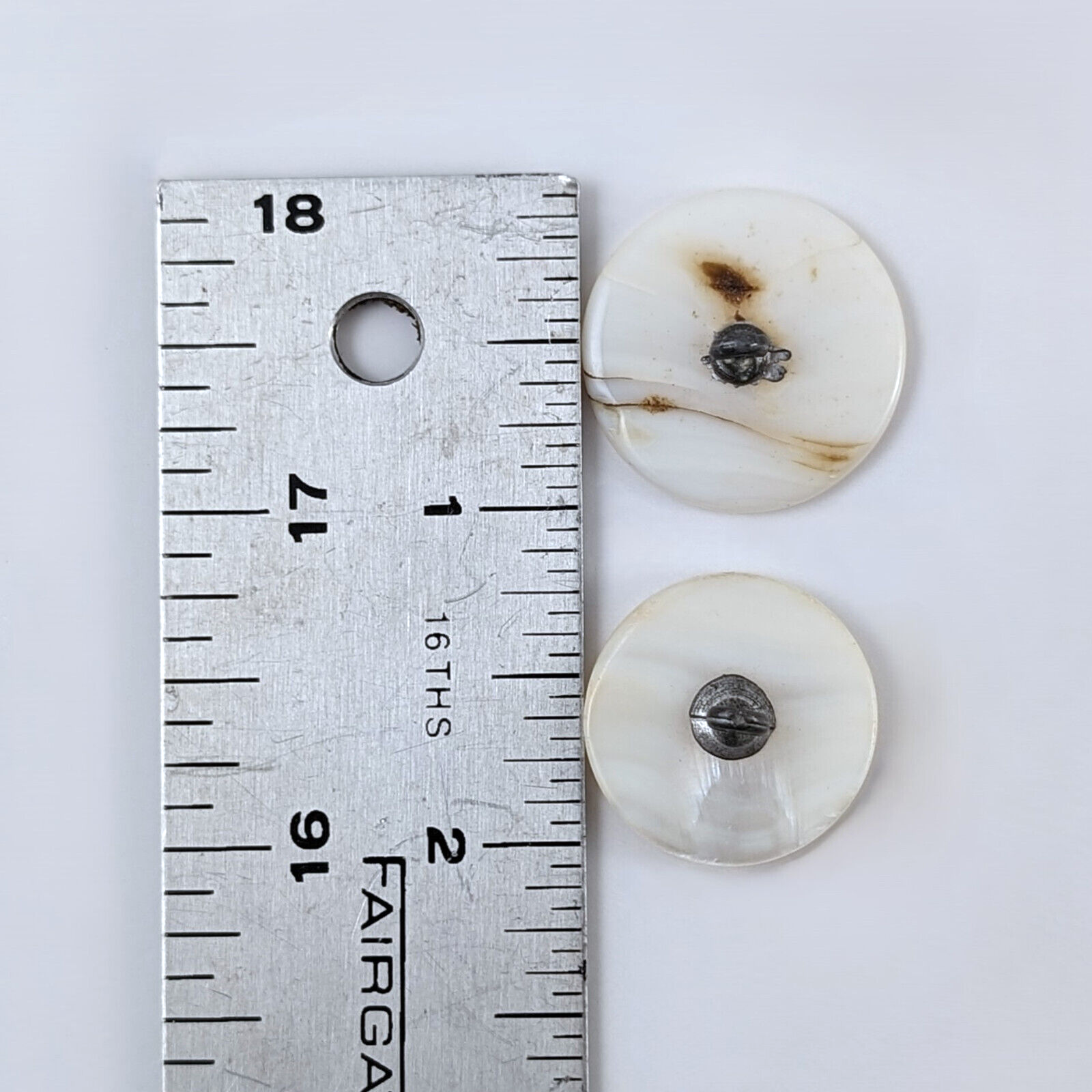 6 Vintage Antique Mother Of Pearl Shell Buttons Two Sizes Loop Shank | eBay