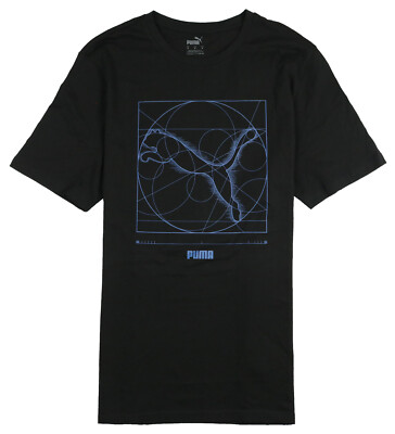 PUMA Renaissance Cat Logo T-Shirt sz M Medium Black Blue