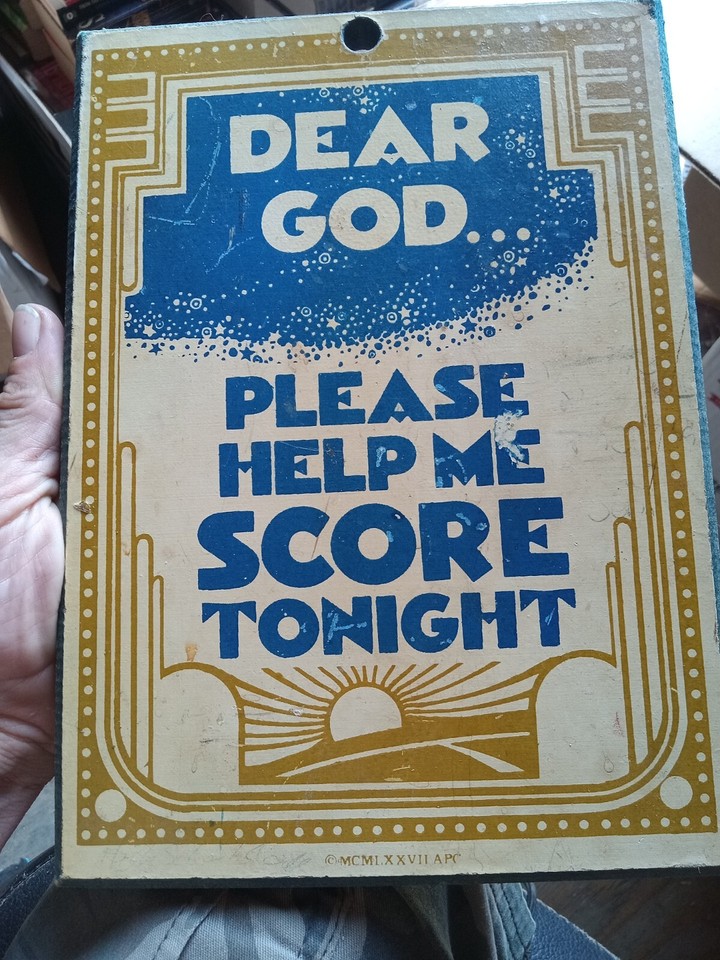 A 1977 vintage novelty sign/plaque with genuine age and provenance — the kind of garage or bar wall humor that predates the mass-produced tin sign era.