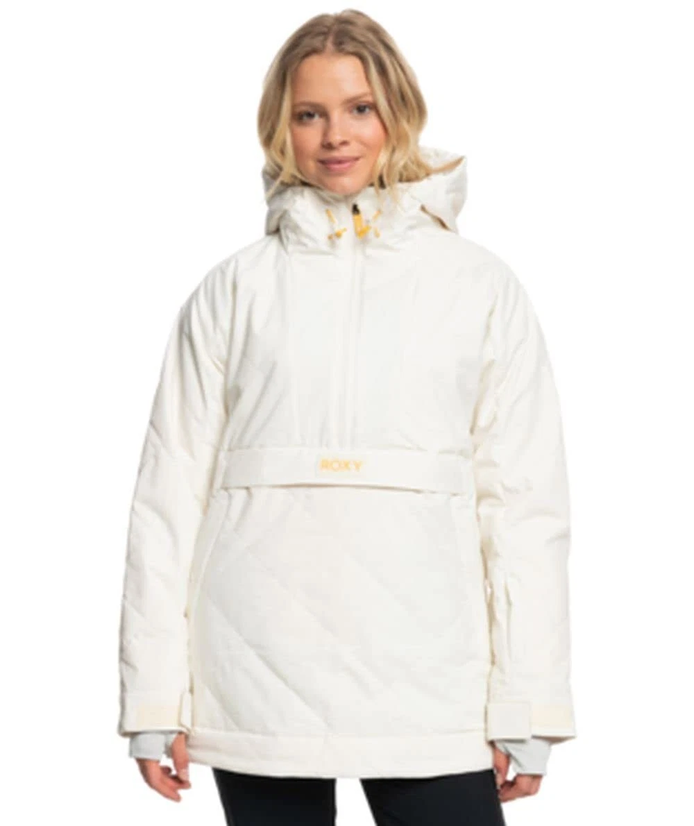 Roxy Radiant Lines Snow Jacket Women Egret Large 10K Waterproof Activewear