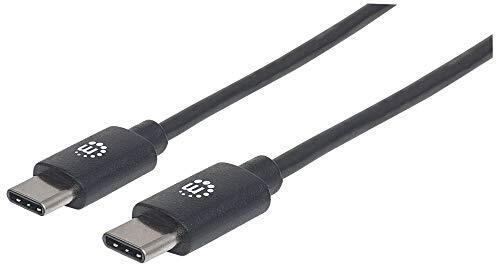 Manhattan USB-C to USB-C Cable, 2m, Male to Male, Black, 480 Mbps (USB 2.0), 3A, - Photo 1/1