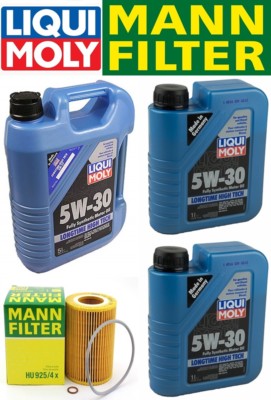 BMW E36/E39/E46/E83 96-06 Oil Change Kit w/LIQUIMOLY 5W-30+MANN Filter HU925/4x