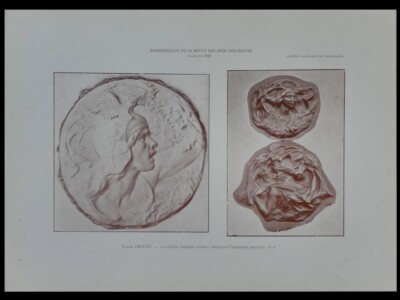 Victor Prouvé - medal, brooches and leathers - 2 plates 1898 - art nouveau