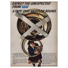 1969 Norton Company: Tape That Muffles Sound Tuba Vintage Print Ad