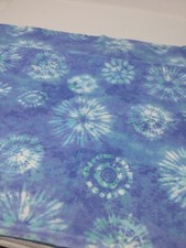Blue Tie Dye Flannel Fabric Remnant 22" x 29" Cotton Quilt F34
