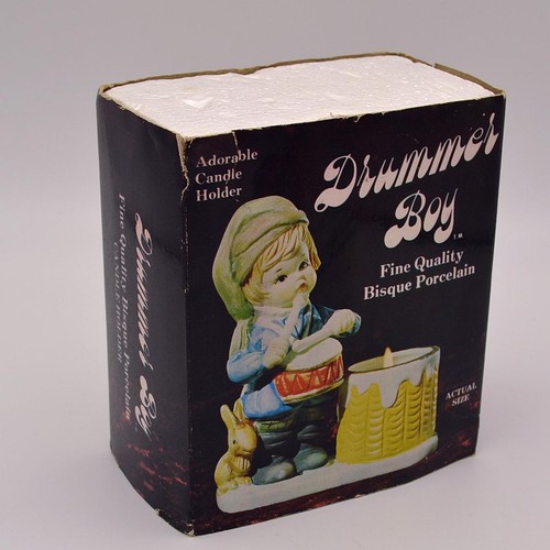 VTG Drummer Boy Bisque Figurine Candle Holder Christmas Luvkins Jasco 1978 EUC - Picture 6 of 7