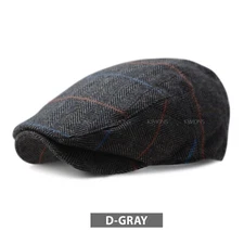 Plaid Herringbone Ivy Hat Wool Gatsby Cap Golf Driving Flat Cabbie Newsboy