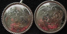 2  Fleming  STERLING CONCHOS-214 Star Marked- HUGE BEAUTIFUL- Elegant detail