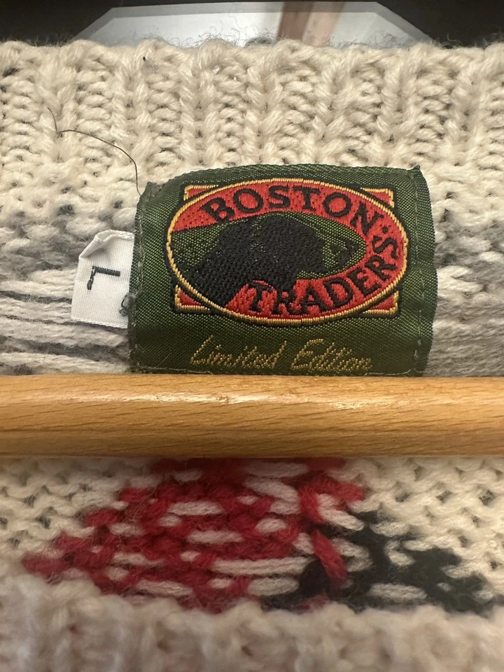 Vintage Boston Traders Wool Blend Knit Sweater Geometric Men’s L Style 80’s - Image 3 of 4