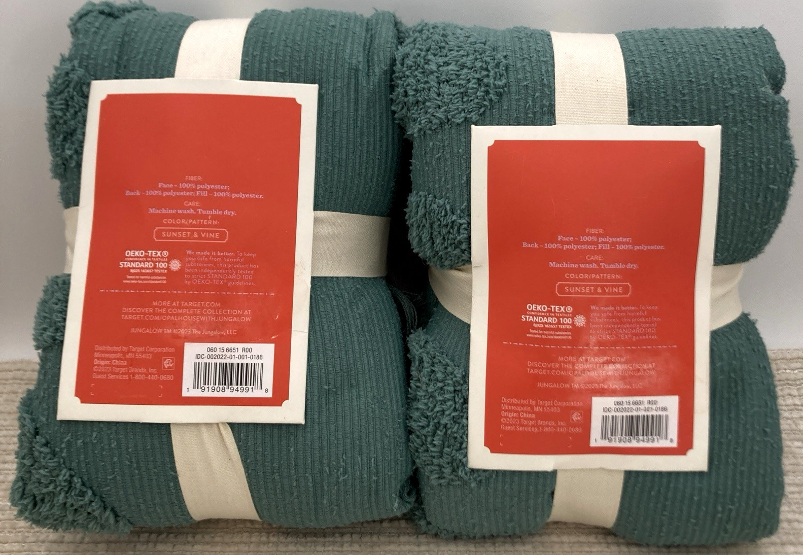 2 Opalhouse Jungalow Vintage Chenille Pillow Shams Sunset & Vine Green Standard